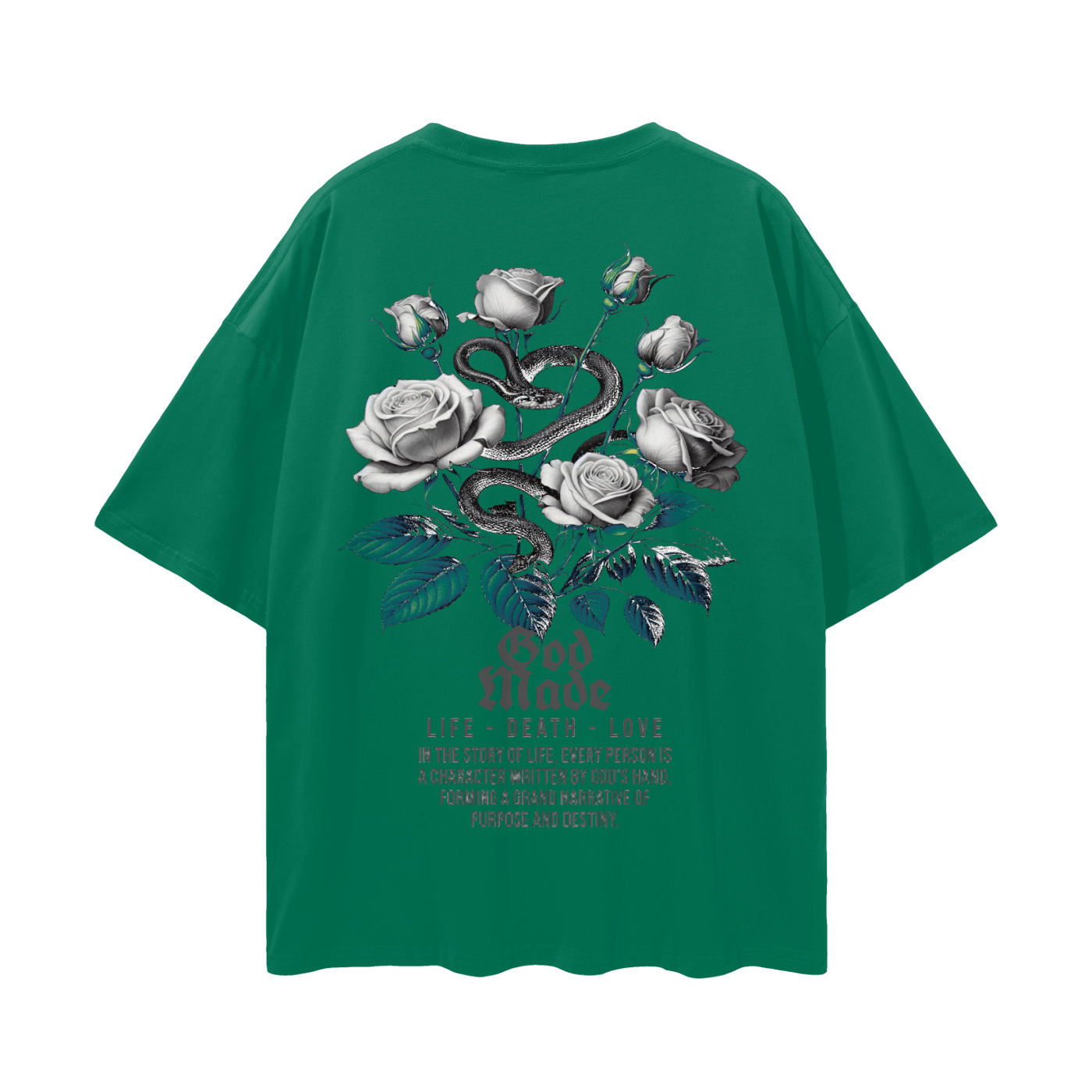 Streetwear Loose Drop Shoulder T-Shirt (snakeflowers)
