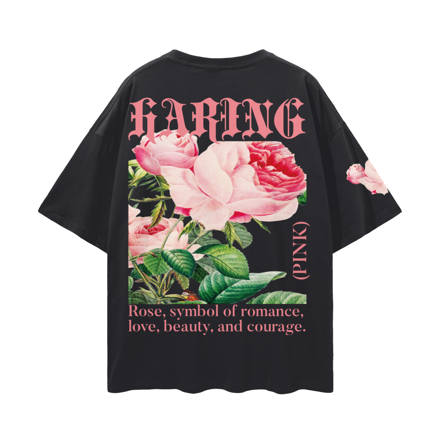 Streetwear Loose Drop Shoulder T-Shirt (Clairpink)