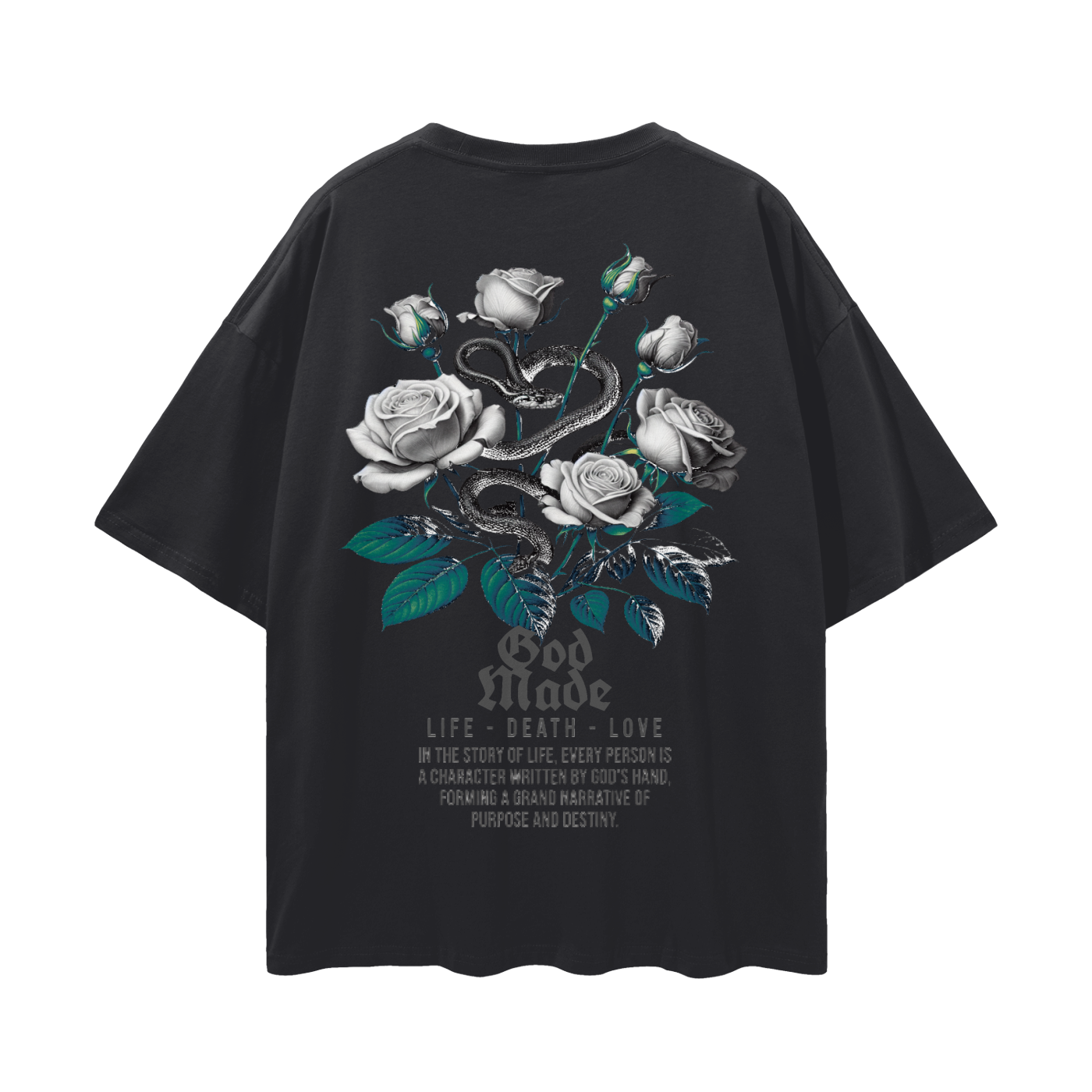 Streetwear Loose Drop Shoulder T-Shirt (snakeflowers)