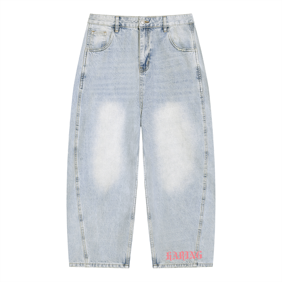 Haring Clair's Pink Barrel Leg Jeans