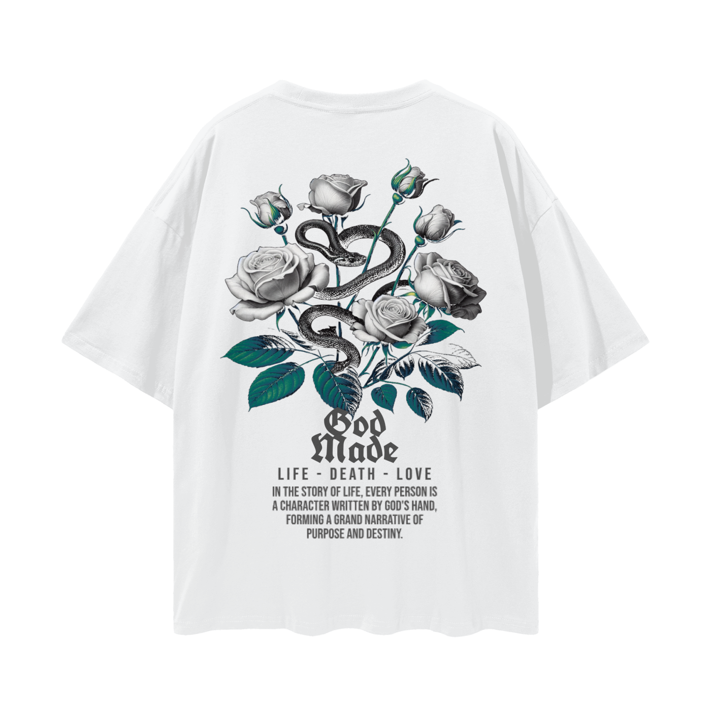 Streetwear Loose Drop Shoulder T-Shirt (snakeflowers)