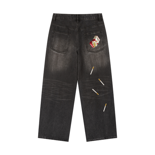 Haring Dropped Marlboro Baggy Denim Jeans